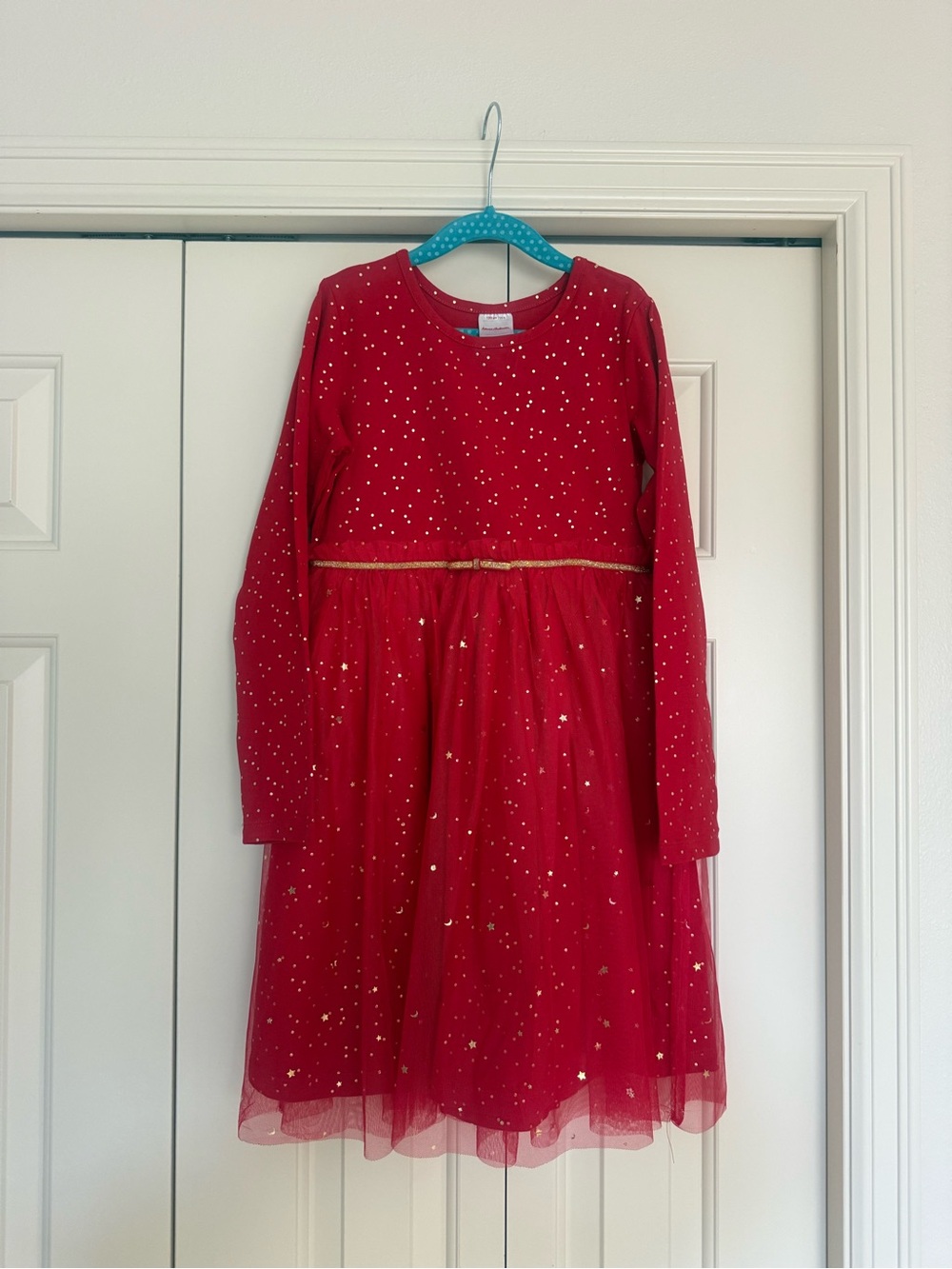 Hanna Andersson Red Gold Star Tulle Holiday Dress Size 130 / 8-10